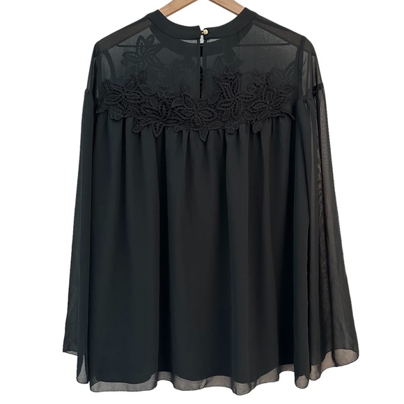MARCHESA ROSE / Lace Shoulder Blouse / Black / Medium - Picture 4 of 9